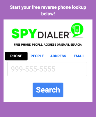 Capture d'écran du champ de recherche SpyDialer du navigateur web Chrome